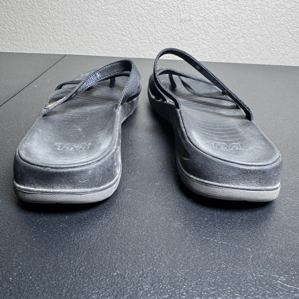 Teva‎ Olowahu Black Strappy Mush Topsole Flip Flop Sandals Womens 7 1169490